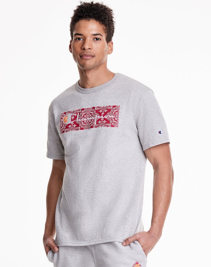 Camiseta Champion Hombre - Heritage Bandana Knockout With Vintage Script Logo ( Gris ) 0318592-OM